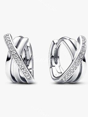 Pandora Crossover Pavé Hoop Earrings